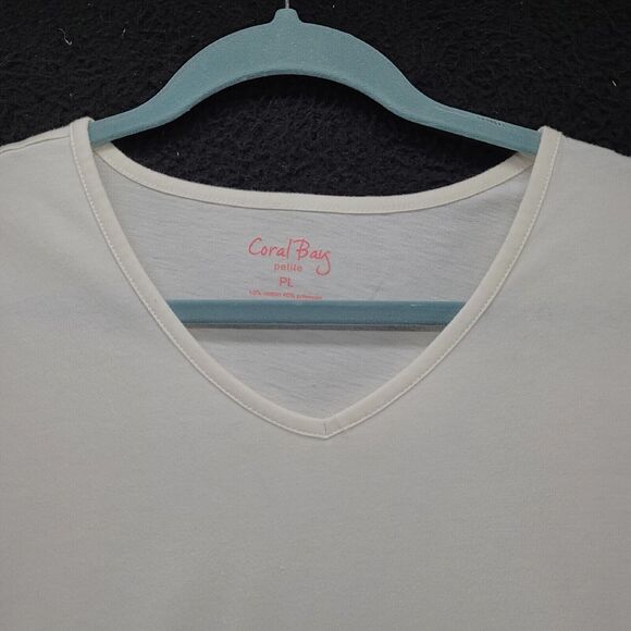 Coral Bay Womens T-Shirt White Size PL Cotton Blend Short Sleeve Pullover - Picture 8 of 13